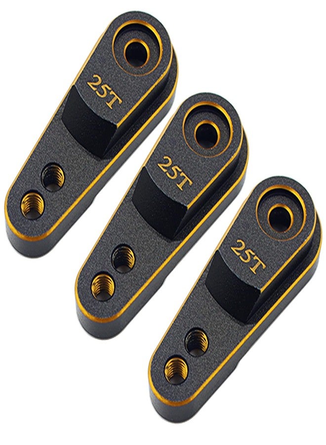 HOPLEX Aluminum Servo Horn 25T Steering Arm Upgrades for Standard Servo Motors Compatible with Traxxas TRX4 Axial SCX10 Tamiya 1/10 RC Crawler Truck(Black Gold) - Image 1